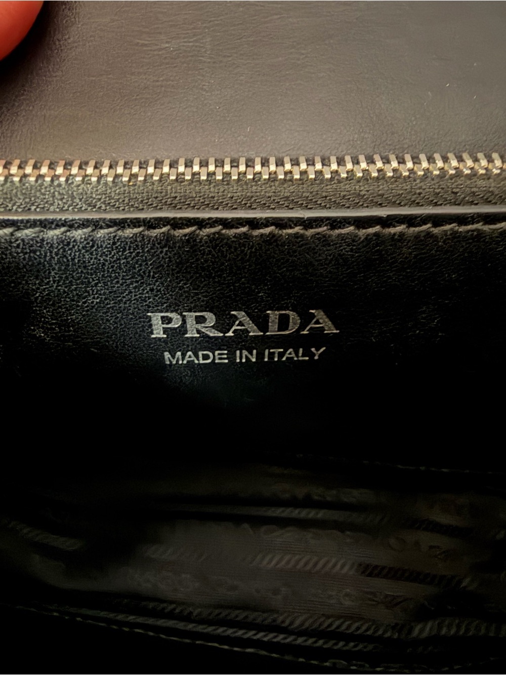 Prada Black Leather Crossbody w/Red Leather Silver-Tone Studded Strap & Accents! - Picture 8 of 15